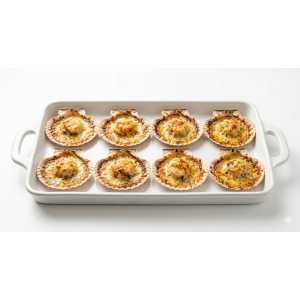 Ostiones preparados a la parmesana con queso de calidad para picoteo