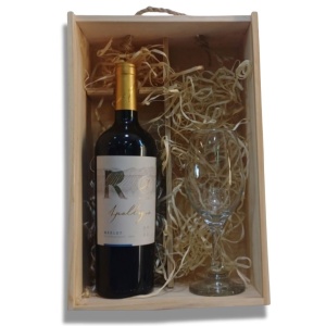 Caja de Regalo Vino Merlot Apaltagua con Copa en Caja de Madera 🍷🎁