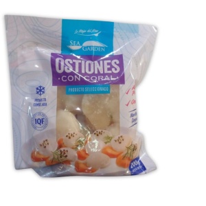 Ostiones sin concha con coral premium en formato 200 gramos IQF
