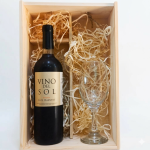 Caja de Regalo Late Harvest Tinto Vino del Sol con Copa