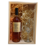 Pack de regalo Vino Rosado Late Harvest Viña del Sol en caja de madera premium