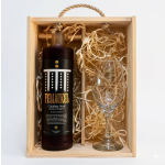 Pack de regalo Pisco Sour de Calafate en caja de madera con copa gourmet